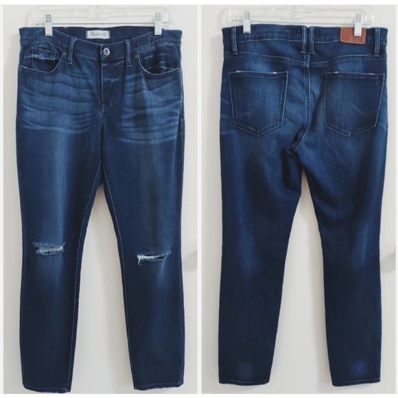Madewell Denim - Madewell Skinny Dark Wash Distressed Jeans sz 31
